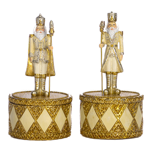 Decoratiune Cutie Spargator de Nuci Blake, crem/auriu, 14 cm - SIMONA'S CHRISTMAS