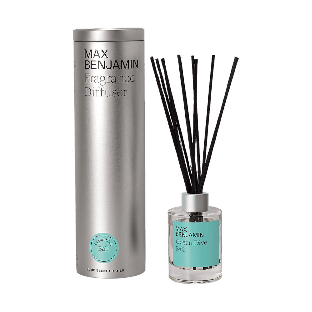Difuzor esenta parfumata cu betisoare, cutie metalica, 100 ml, Ocean Dive Bali, Discovery - MAX BENJAMIN Difuzor esenta parfumata cu betisoare, cutie metalica, 100 ml, Ocean Dive Bali, Discovery - MAX BENJAMIN