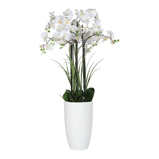 Floare decorativa in ghiveci alb, Orhidee Phalaenopsis, 130 cm - SIMONA'S COLLECTION
