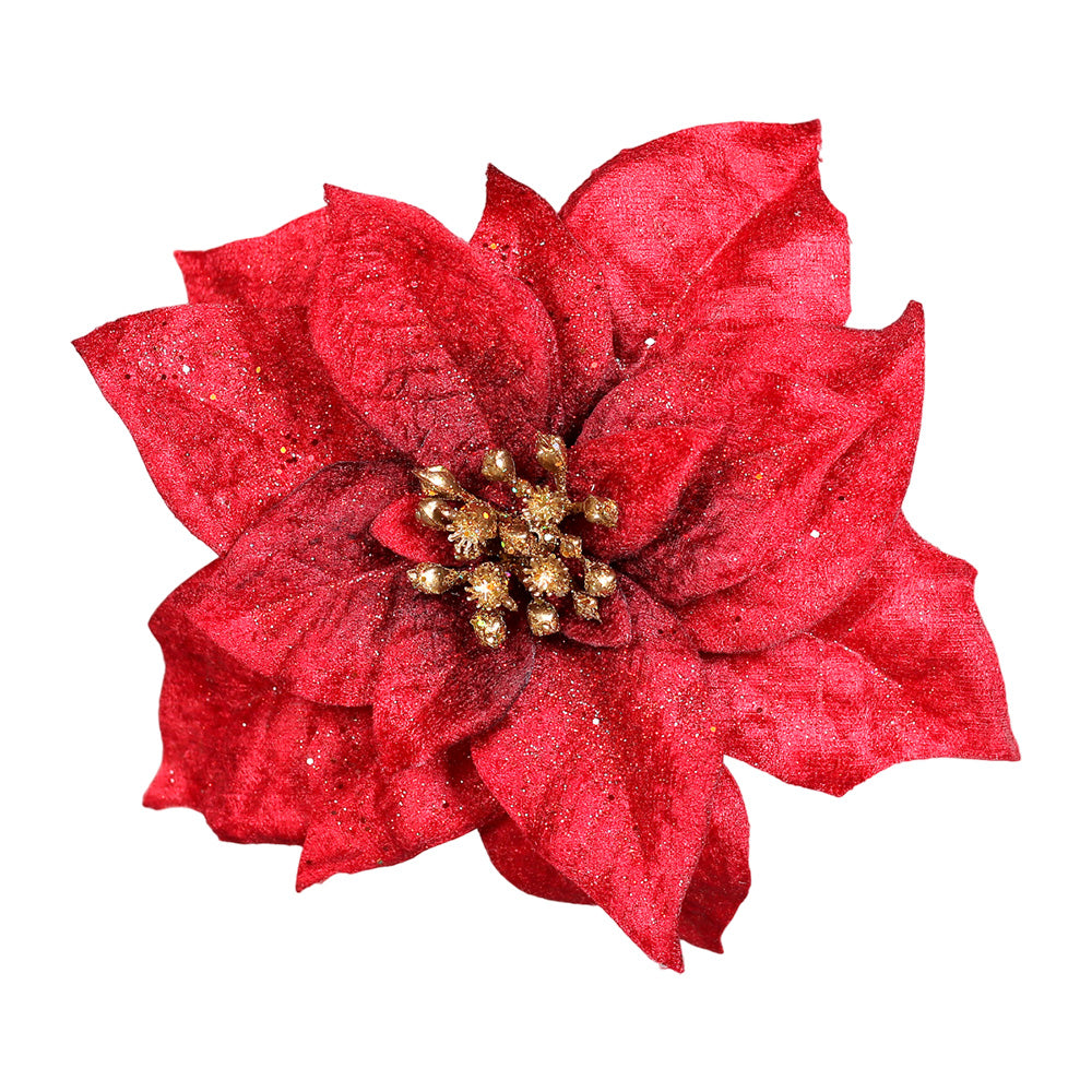 Floare decorativa pentru brad Craciunita, rosu, 18 cm - SIMONA'S CHRISTMAS Floare decorativa pentru brad Craciunita, rosu, 18 cm - SIMONA'S CHRISTMAS
