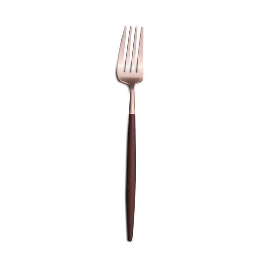 Furculita pentru desert, placata cu aur 18k, 19 cm, Goa Brown Rose Gold - CUTIPOL