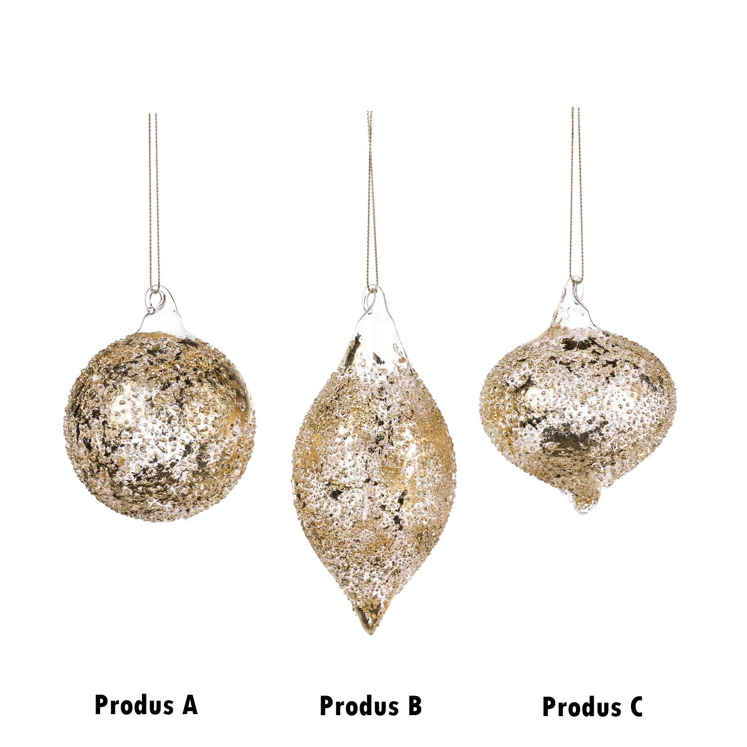 Glob decorativ Crush, auriu/transparent, 8 cm - SIMONA'S CHRISTMAS Glob decorativ Crush, auriu/transparent, 8 cm - SIMONA'S CHRISTMAS