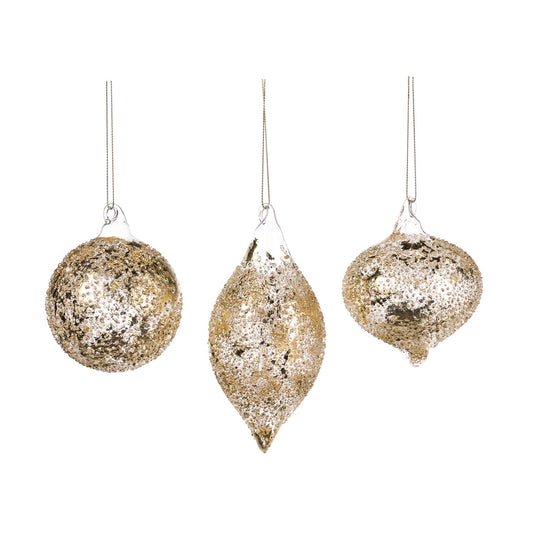 Glob decorativ Crush, auriu/transparent, 8 cm - SIMONA'S CHRISTMAS