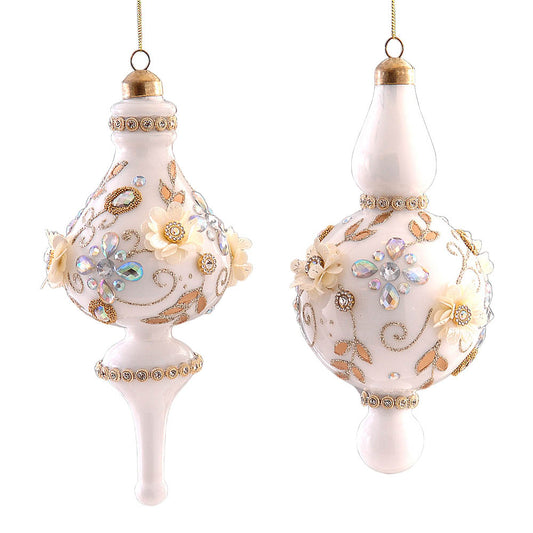 Glob decorativ Finial Edwina, alb/auriu, 20 cm - SIMONA'S CHRISTMAS