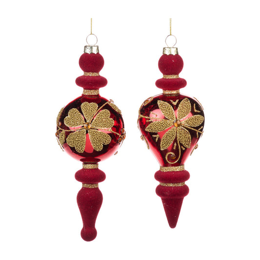 Glob decorativ Finial Theodore, rosu/verde, 20 cm - SIMONA'S CHRISTMAS