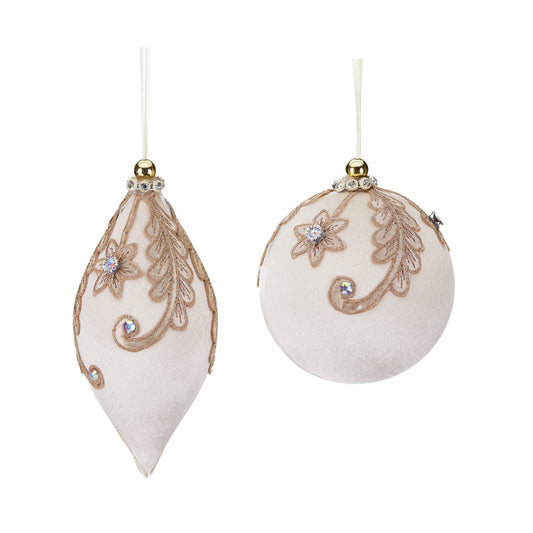 Glob decorativ Francesca, crem/auriu, 17 cm - SIMONA'S CHRISTMAS