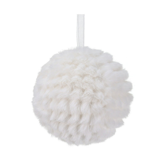 Glob decorativ Furry, alb, 10 cm - SIMONA'S CHRISTMAS
