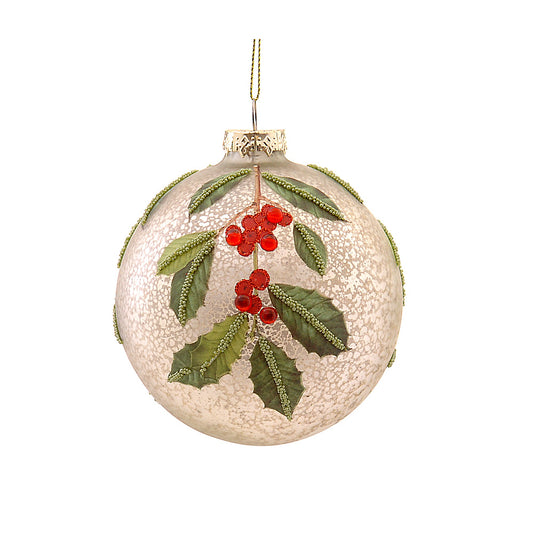 Glob decorativ Holly, auriu, 10 cm - SIMONA'S CHRISTMAS