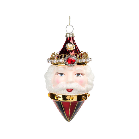 Glob decorativ Mos Craciun Jewel, rosu/auriu, 14 cm - SIMONA'S CHRISTMAS