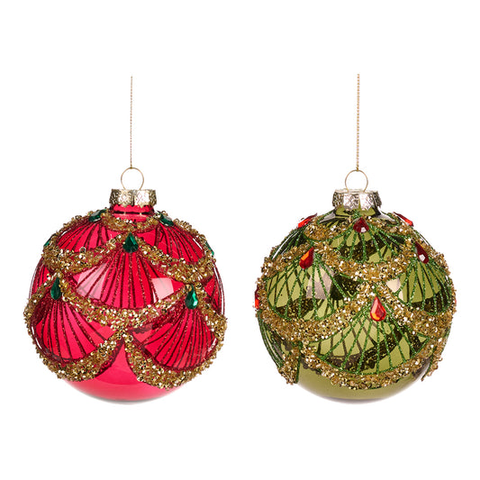 Glob decorativ Orifiel, rosu/verde, 10 cm - SIMONA'S CHRISTMAS