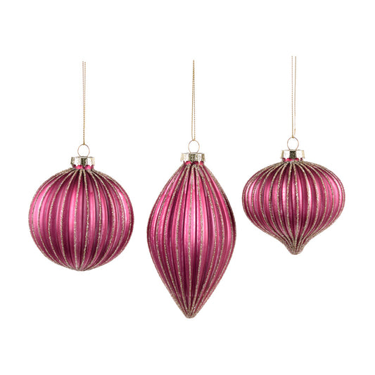 Glob decorativ Ribbed, roz/mov, 8 cm - SIMONA'S CHRISTMAS