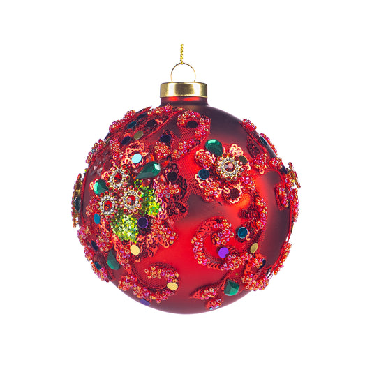 Glob decorativ Zerachiel, rosu/verde, 10 cm - SIMONA'S CHRISTMAS