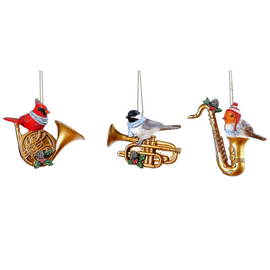 Ornament pasare pe instrument muzical, 10 cm - SIMONA'S CHRISTMAS