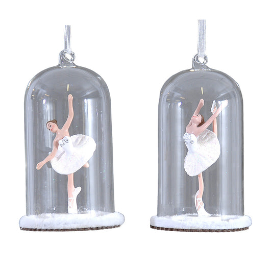 Ornament pentru brad, Balerina Gisela in dom, alb, 15 cm - SIMONA'S CHRISTMAS