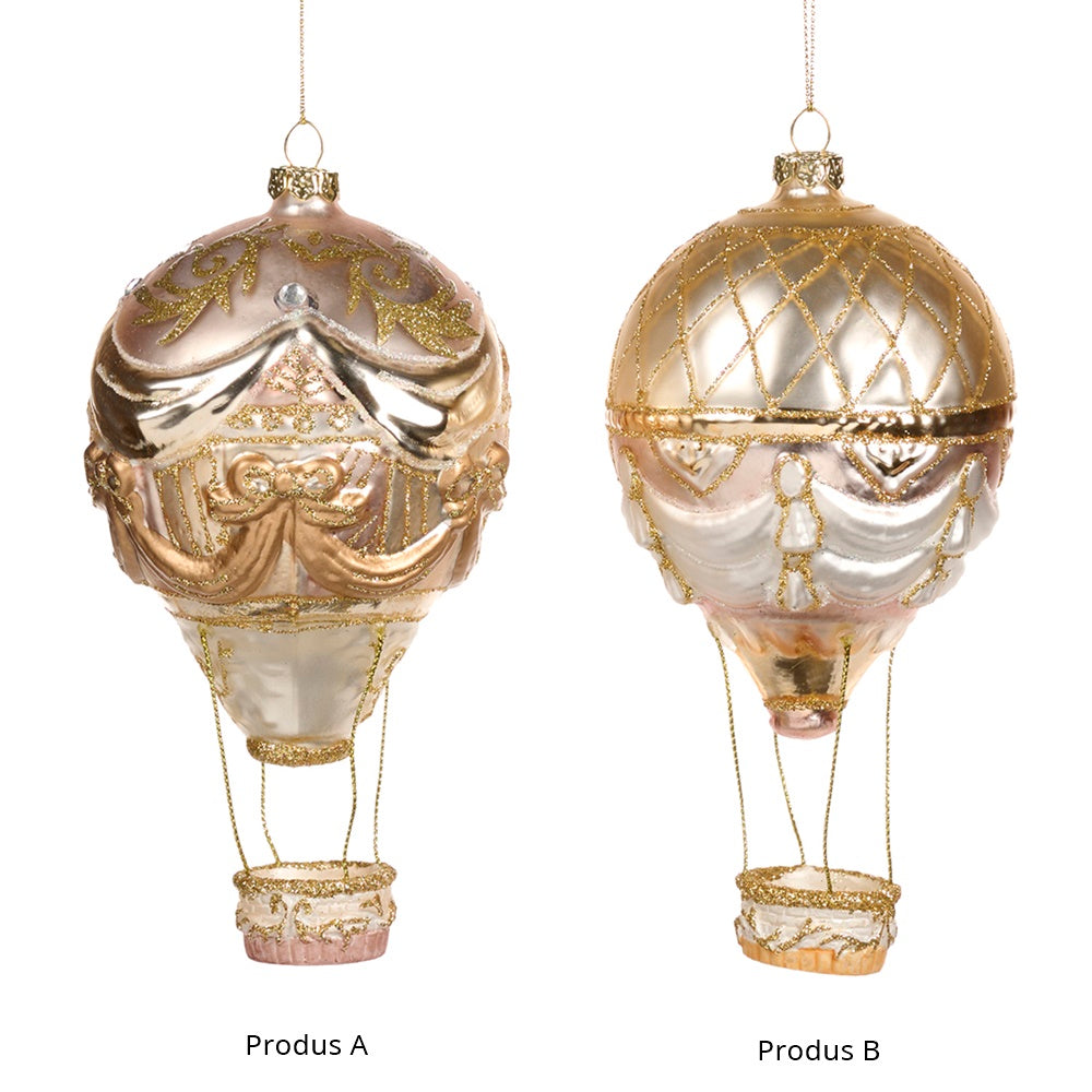 Ornament pentru brad, Balon cu Aer Cald, crem/auriu, 16 cm - SIMONA'S CHRISTMAS Ornament pentru brad, Balon cu Aer Cald, crem/auriu, 16 cm - SIMONA'S CHRISTMAS