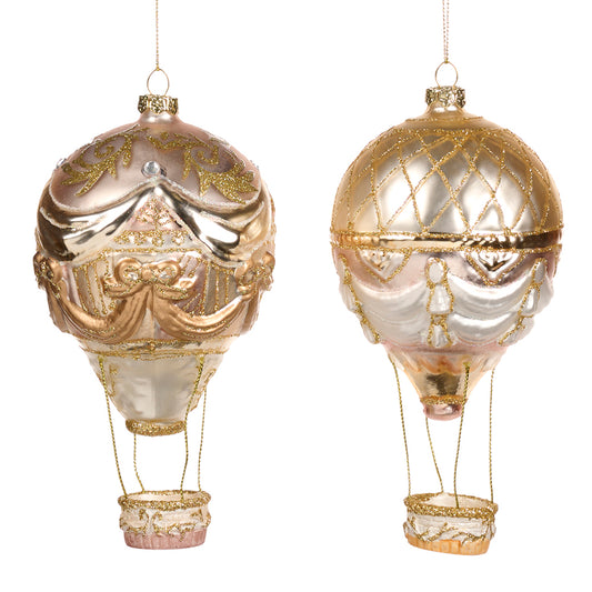 Ornament pentru brad, Balon cu Aer Cald, crem/auriu, 16 cm - SIMONA'S CHRISTMAS
