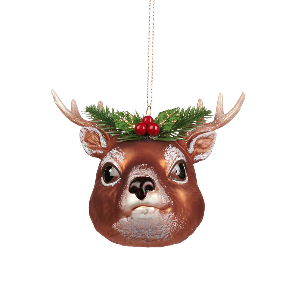 Ornament pentru brad, Cap Ren, maro/rosu, 10 cm - SIMONA'S CHRISTMAS Ornament pentru brad, Cap Ren, maro/rosu, 10 cm - SIMONA'S CHRISTMAS