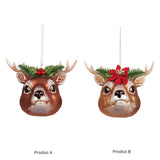 Ornament pentru brad, Cap Ren, maro/rosu, 10 cm - SIMONA'S CHRISTMAS Ornament pentru brad, Cap Ren, maro/rosu, 10 cm - SIMONA'S CHRISTMAS