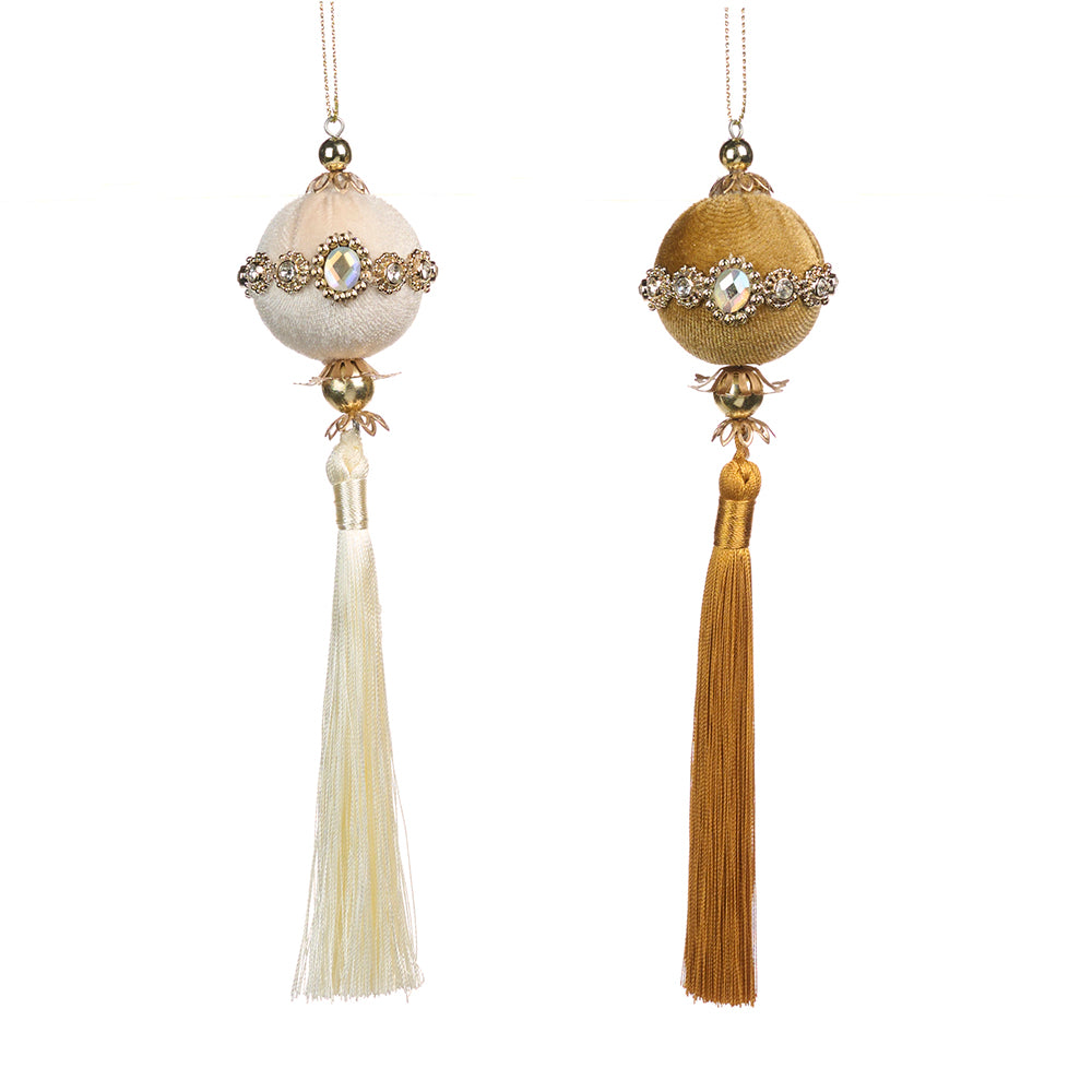 Ornament pentru brad, Ciucure Carlyle, crem/auriu, 19 cm - SIMONA'S CHRISTMAS Ornament pentru brad, Ciucure Carlyle, crem/auriu, 19 cm - SIMONA'S CHRISTMAS