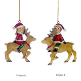 Ornament pentru brad, Copii pe ren, rosu/maro, 8 cm, SIMONA'S CHRISTMAS Ornament pentru brad, Copii pe ren, rosu/maro, 8 cm, SIMONA'S CHRISTMAS