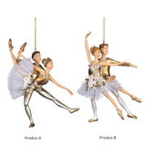 Ornament pentru brad, Cuplu Balerini Pearly, alb/auriu, 15 cm - SIMONA'S CHRISTMAS Ornament pentru brad, Cuplu Balerini Pearly, alb/auriu, 15 cm - SIMONA'S CHRISTMAS