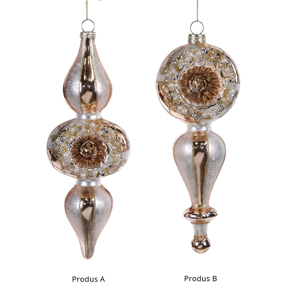 Ornament pentru brad, Finial Symphonie, crem/auriu, 20 cm - SIMONA'S CHRISTMAS Ornament pentru brad, Finial Symphonie, crem/auriu, 20 cm - SIMONA'S CHRISTMAS