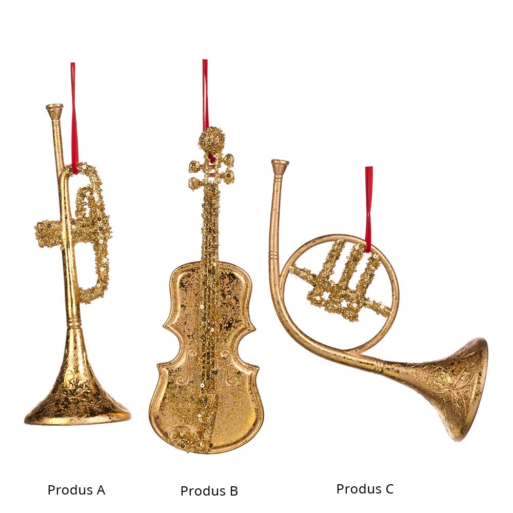 Ornament pentru brad, Instrument Muzical, auriu, 19 cm - SIMONA'S CHRISTMAS Ornament pentru brad, Instrument Muzical, auriu, 19 cm - SIMONA'S CHRISTMAS