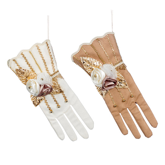 Ornament pentru brad, Manusa Floral, crem/auriu, 25 cm, SIMONA'S CHRISTMAS