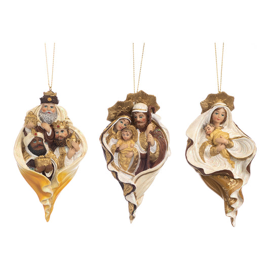 Ornament pentru brad, Sfanta Familie, auriu/crem, 13 cm - SIMONA'S CHRISTMAS