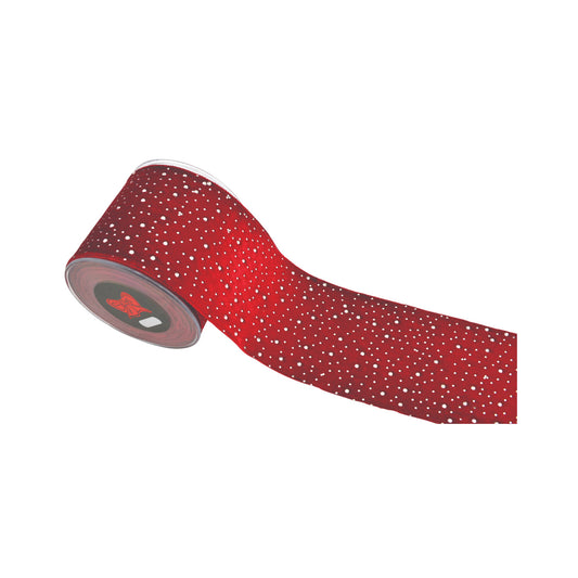 Panglica decorativa Diamond, rosu, 10 cm x 4.5 m - SIMONA'S CHRISTMAS