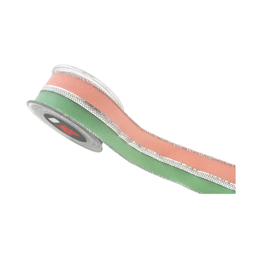 Panglica decorativa Duo Velvet, roz/verde, 5 cm x 4.5 m - SIMONA'S CHRISTMAS