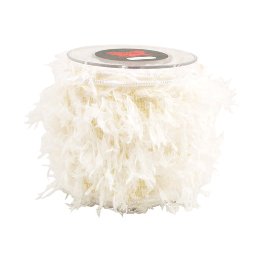 Panglica decorativa Furry, alb, 10 cm x 4.5 m - SIMONA'S CHRISTMAS