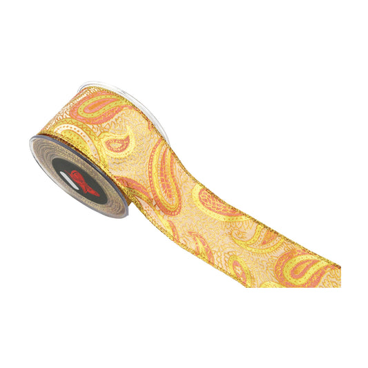 Panglica decorativa Ophelia, auriu, 6.7 cm x 9 m - SIMONA'S CHRISTMAS