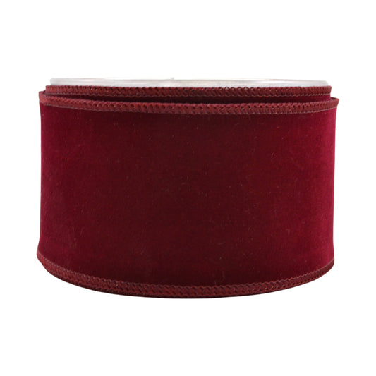 Panglica decorativa Single Velvet, burgundy, 9 cm x 9 m - SIMONA'S CHRISTMAS