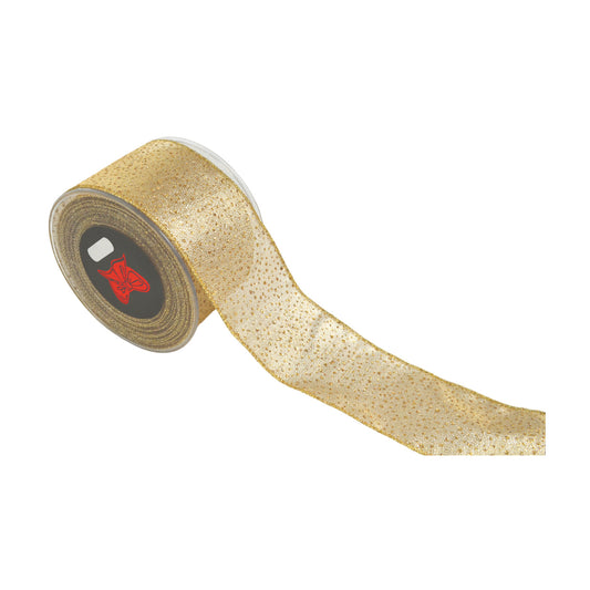 Panglica decorativa Snowstorm, auriu, 6.7 cm x 9 m - SIMONA'S CHRISTMAS