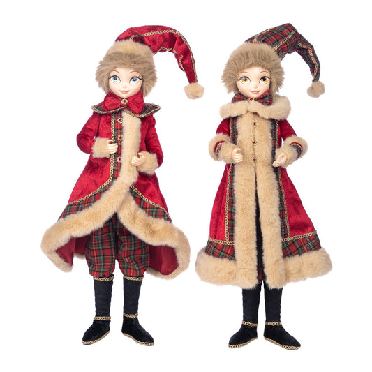 Papusa Aran/Freya, rosu/verde, 67 cm - SIMONA'S CHRISTMAS