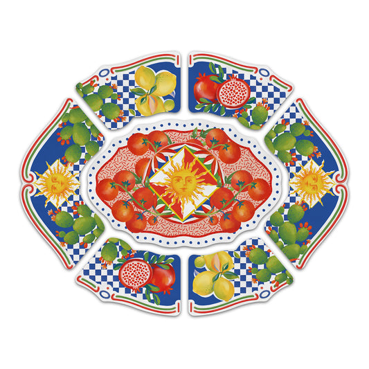 Platou aperitiv cu 7 piese, melamina, Dolce Vita - BACI MILANO