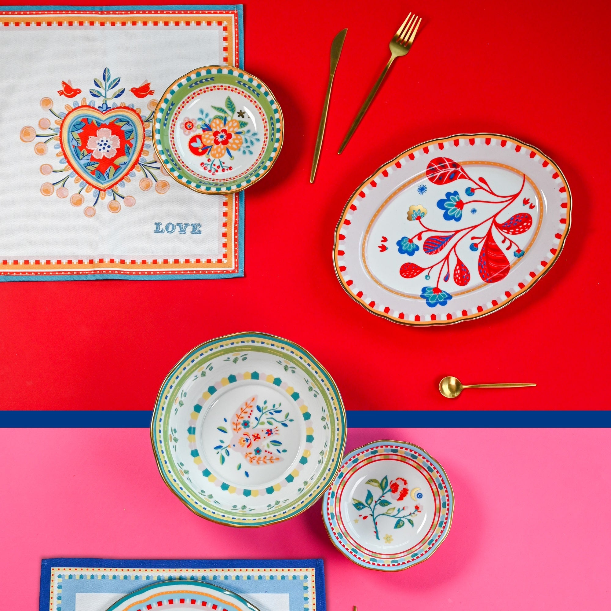 Platou oval, 34x25 cm, Mamma Mia Leaves - BACI MILANO Platou oval, 34x25 cm, Mamma Mia Leaves - BACI MILANO