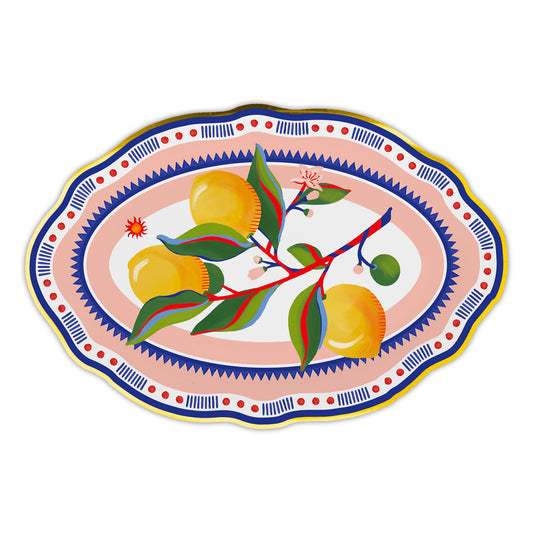 Platou oval Lemons, portelan, 30x21 cm, Dolce Vita - BACI MILANO