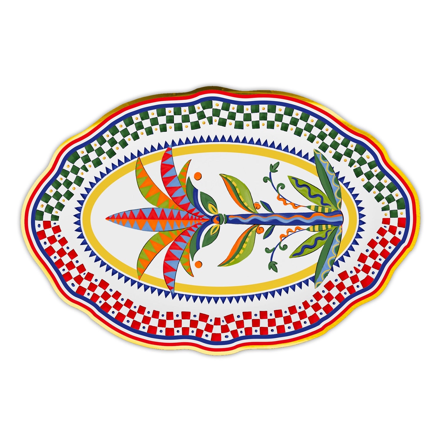 Platou oval Palm Tree, portelan, 35x24 cm, Dolce Vita - BACI MILANO Platou oval Palm Tree, portelan, 35x24 cm, Dolce Vita - BACI MILANO