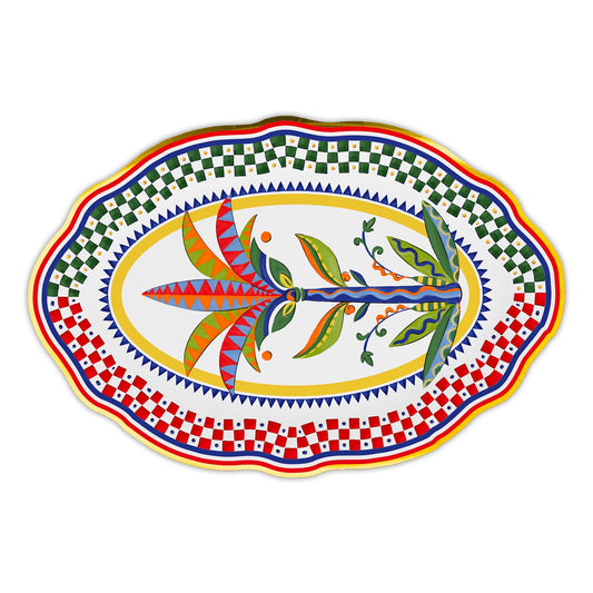 Platou oval Palm Tree, portelan, 35x24 cm, Dolce Vita - BACI MILANO