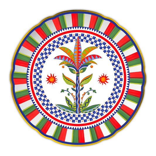 Platou rotund Palm Tree, portelan, 32 cm, Dolce Vita - BACI MILANO