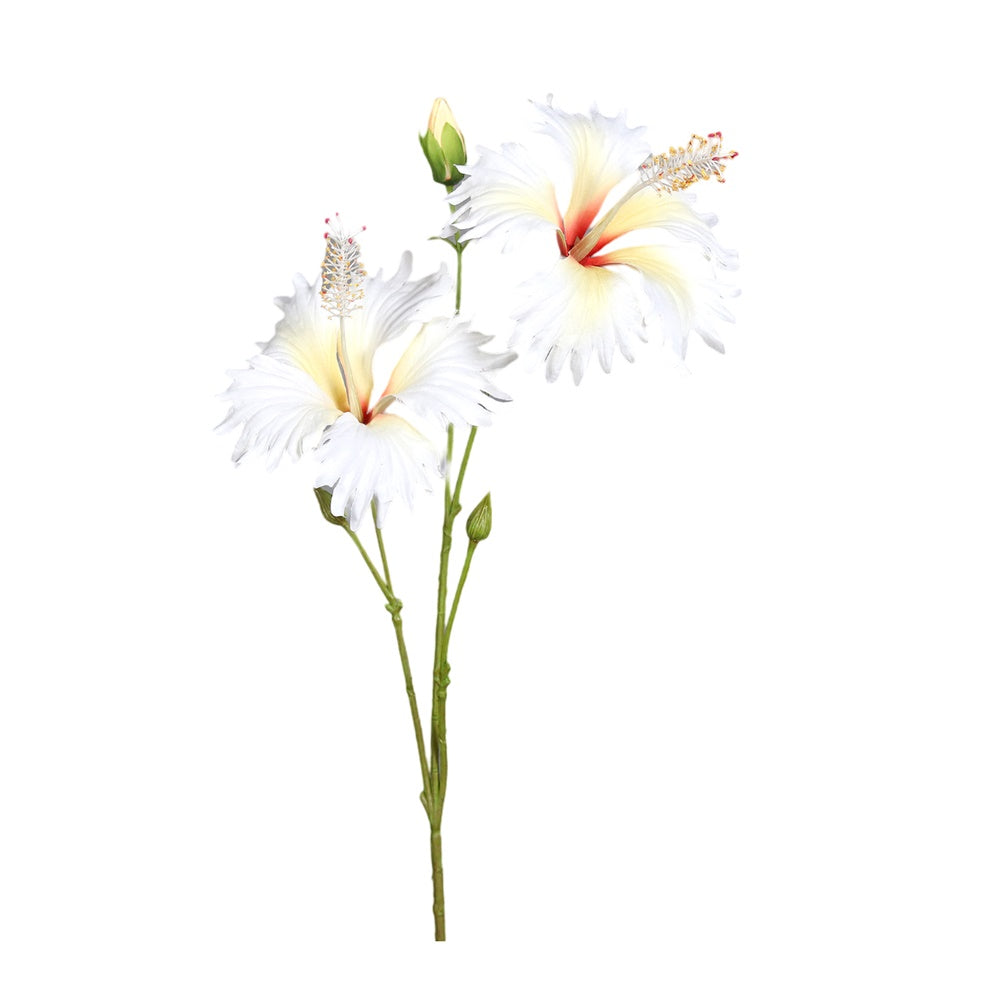 Ramura decorativa Hibiscus, alb, 65 cm - SIMONA'S COLLECTION Ramura decorativa Hibiscus, alb, 65 cm - SIMONA'S COLLECTION