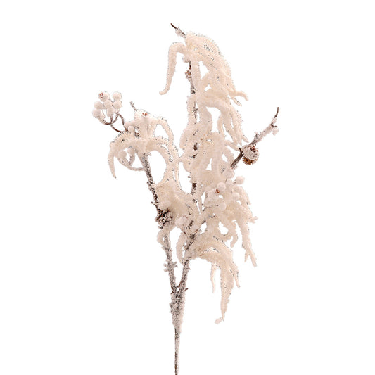Ramura decorativa Pin Dinah inzapezit, alb, 92 cm - SIMONA'S CHRISTMAS