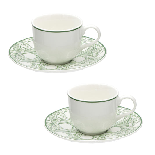 Set 2 cesti pentru cafea si farfurii, Intrigo - LA PORCELLANA BIANCA
