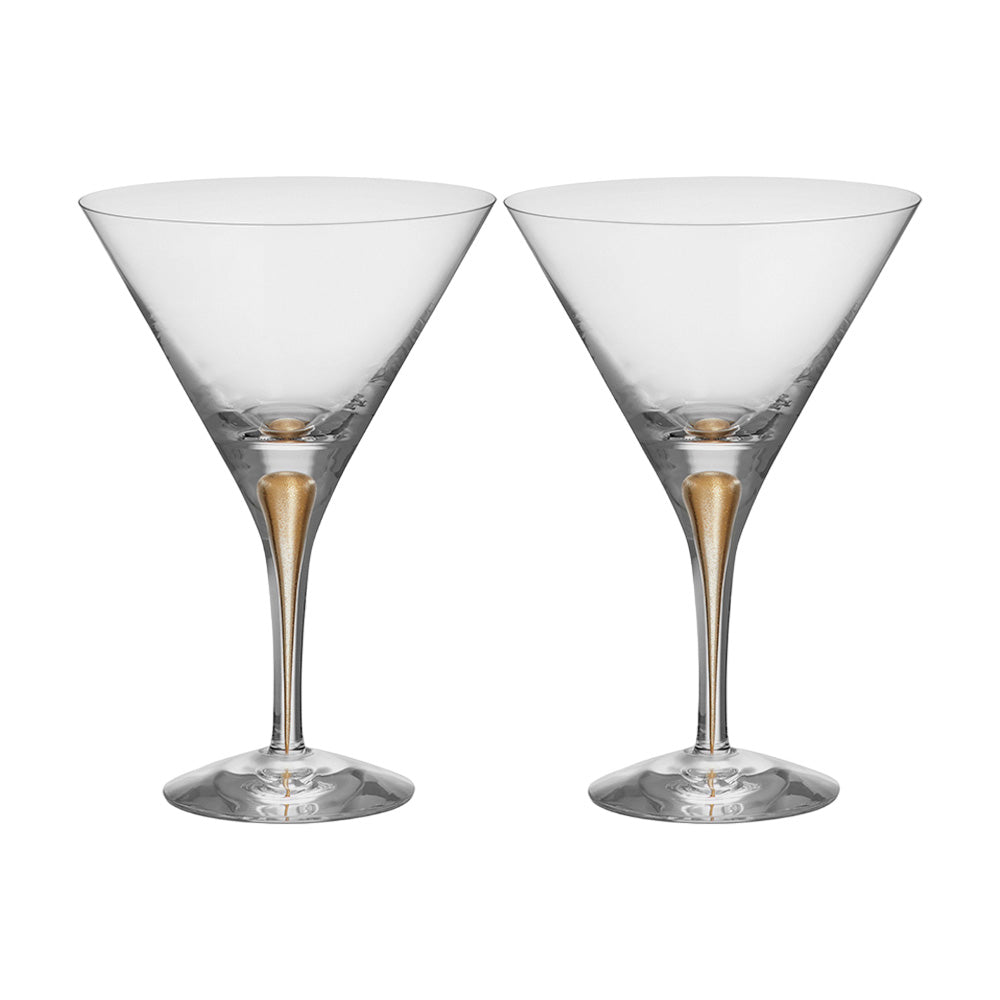 Set 2 pahare pentru Martini, 250 ml, Intermezzo Gold by Erika Lagerbielke - ORREFORS Set 2 pahare pentru Martini, 250 ml, Intermezzo Gold by Erika Lagerbielke - ORREFORS