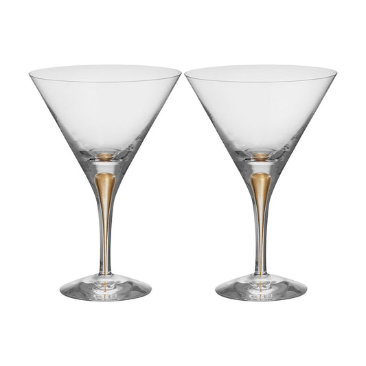 Set 2 pahare pentru Martini, 250 ml, Intermezzo Gold by Erika Lagerbielke - ORREFORS