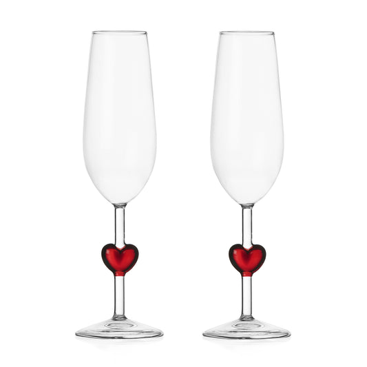 Set 2 pahare pentru sampanie, inima rosie, Cuore by Alessandra Baldereschi - ICHENDORF
