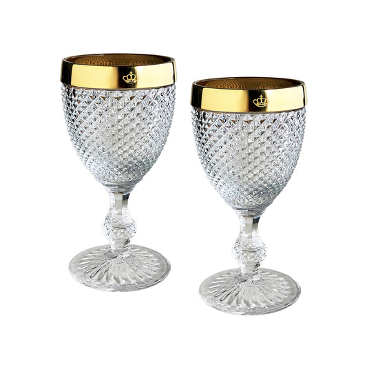 Set 2 pahare pentru vin, 270 ml, Bicos Ouro Gold - VISTA ALEGRE