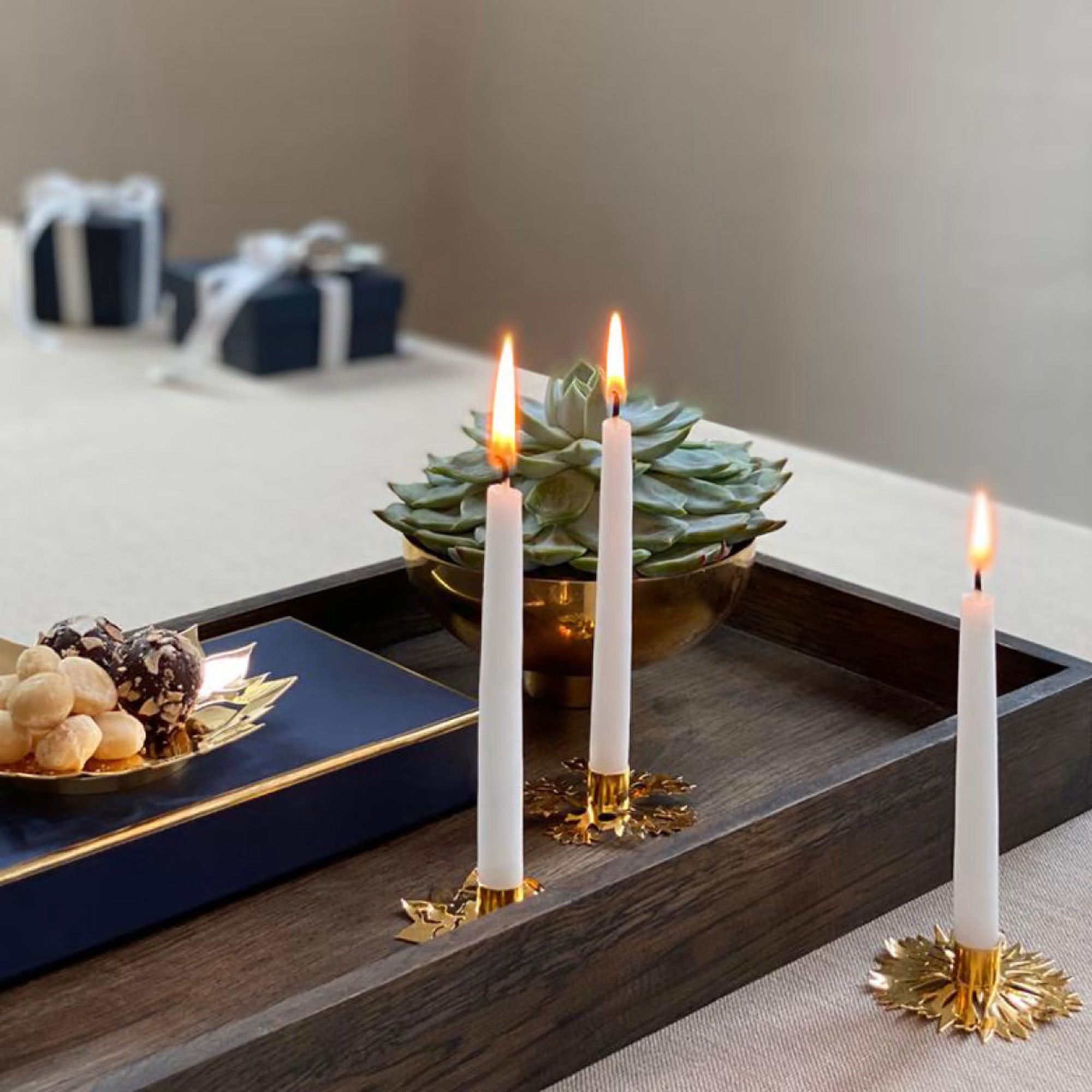 Set 3 sfesnice din otel inoxidabil placat cu aur, Ice Flower - SIMONA'S COLLECTION Set 3 sfesnice din otel inoxidabil placat cu aur, Ice Flower - SIMONA'S COLLECTION